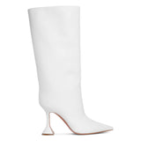 Rain white leather boots