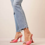 Rosie embellished pink satin mules