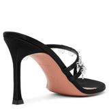 Tina black satin mules