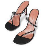 Tina black satin mules