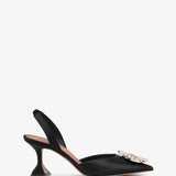 Begum sling 70 crystal embellished black satin pumps