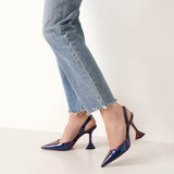 Holli sling patent metallic pumps