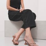 Lily 70 beige canvas mules