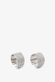 Rih hoop small white silver earrings