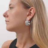 Rih hoop small white silver earrings