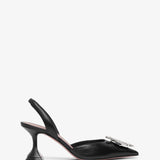 Begum sling 70 crystal embellished black leather pumps