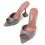 Caroline 95 slipper dark grey crystal mules