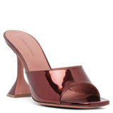 Lupita 95 brown metallic patent mules