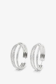 Vittoria hoop white and silver crystal earrings