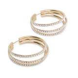 Vittoria hoop white and gold crystal earrings