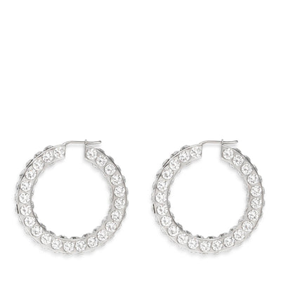 Jah hoop big white and silver crystal earrings