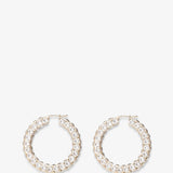 Jah hoop big white and gold crystal earrings