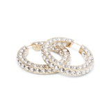 Jah hoop big white and gold crystal earrings