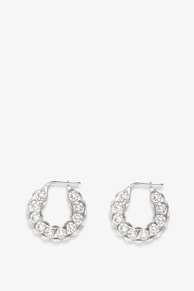 Jah hoop small white and silver crystal earrings