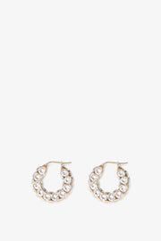 Jah hoop small white and gold crystal earrings