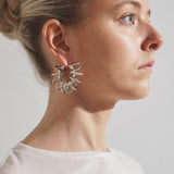 Multi ring hoop big white and silver crystal earrings