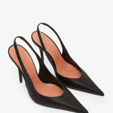 Anok 105 black satin slingback pumps
