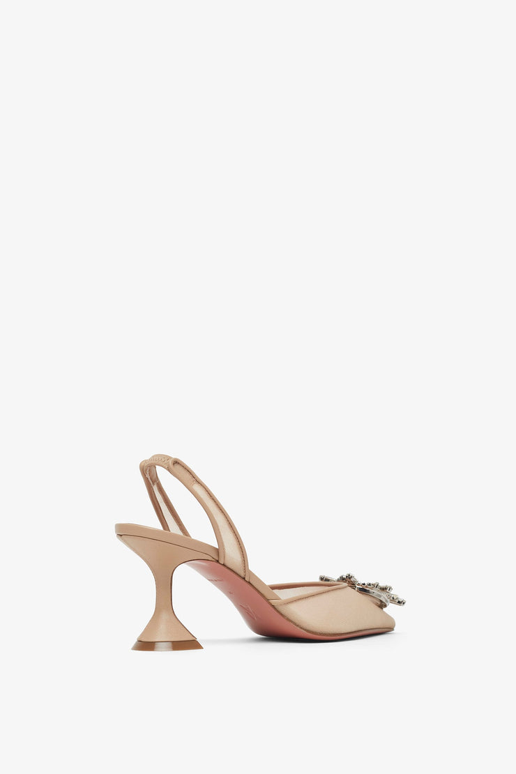 Begum70 beige mesh slingback pumps