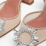 Begum 70 beige mesh slingback pumps