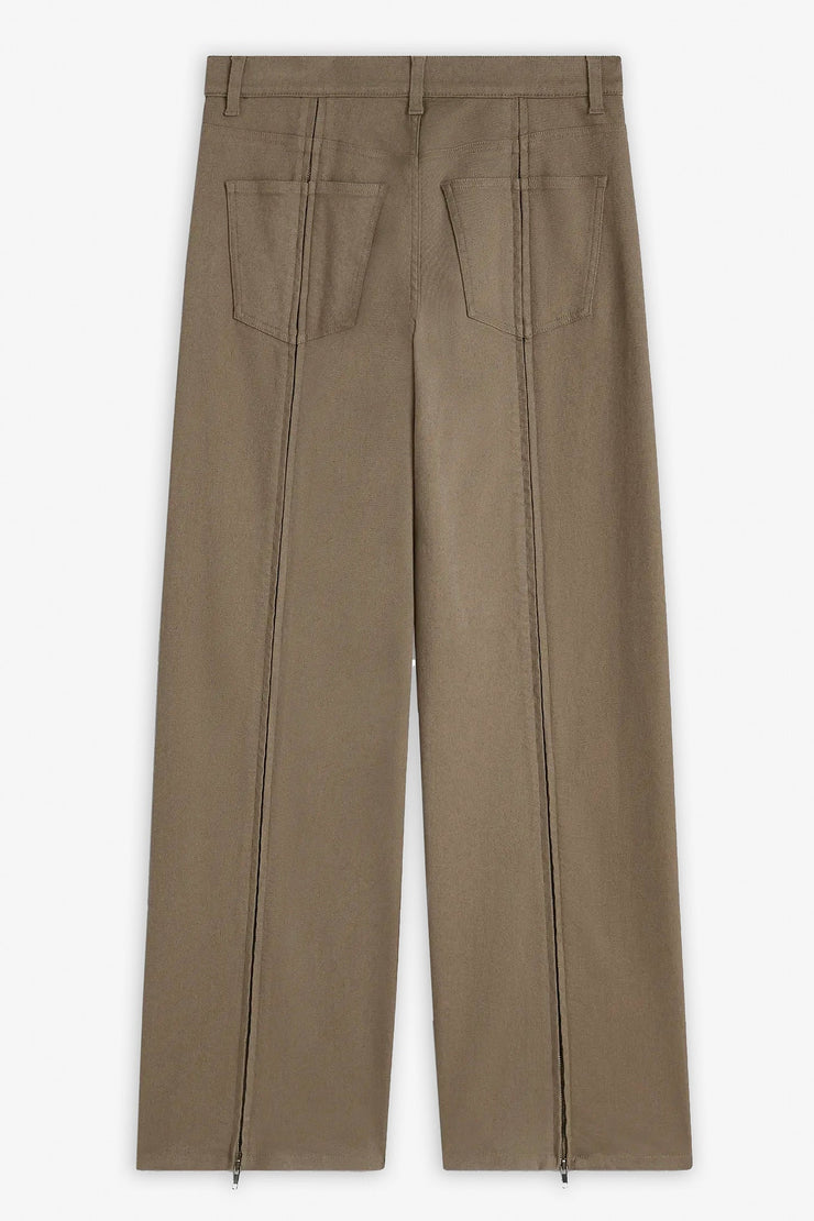 Back zips khaki jeans