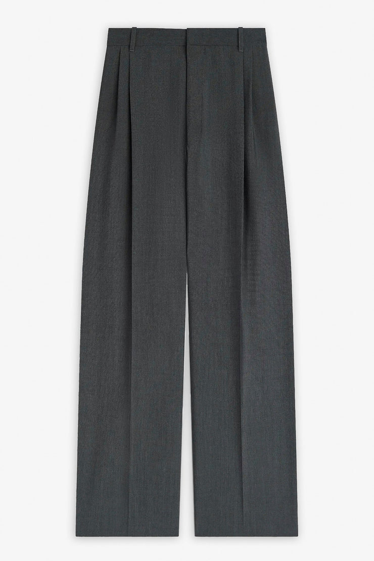 Double grey pleat trousers