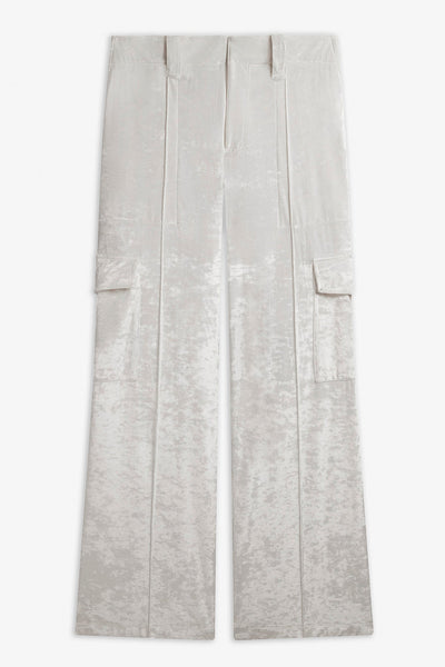 Liquid white cargo trousers