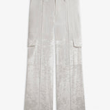 Liquid white cargo trousers