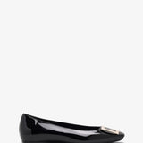 Trompette metal buckle black patent ballerinas