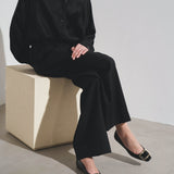 Trompette metal buckle black patent ballerinas