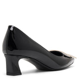 Trompette 45 metal buckle black patent pumps