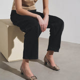 Trompette 45 metal buckle beige patent pumps