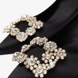 Flower 65 black satin pumps