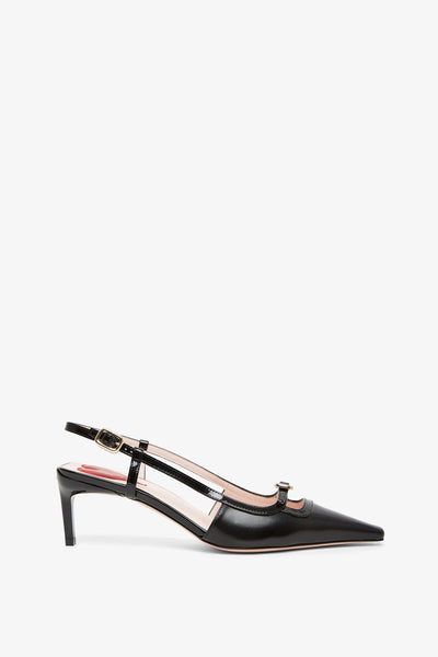 Viv Canard 55 black slingbacks