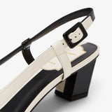 Belle Vivier 45 white and black sling pumps