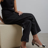 Belle Vivier 45 white and black sling pumps