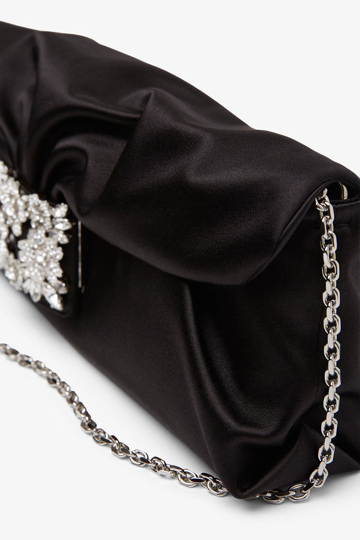 RV black satin clutch