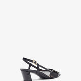 Belle Vivier 45 black mesh slingback pumps