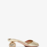Embellished gold leather mules