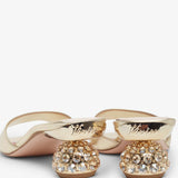 Embellished gold leather mules