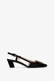 Belle Vivier black turtle sling backs