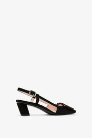 Belle Vivier black turtle sling backs