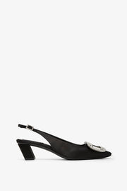 Belle Vivier pilgrim 45 black satin sling backs