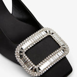 Belle Vivier pilgrim 45 black satin sling backs