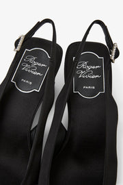 Belle Vivier pilgrim 45 black satin sling backs