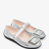Padded silver ballerinas