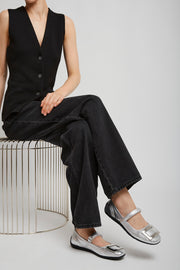 Padded silver ballerinas