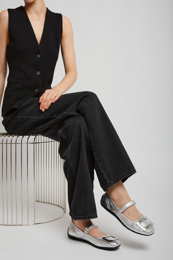 Padded silver ballerinas