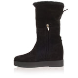 Falcon black suede shearling boot