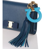 Blue leather Gancio keyring