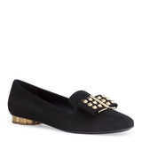 Sarno 10 black suede stud flats